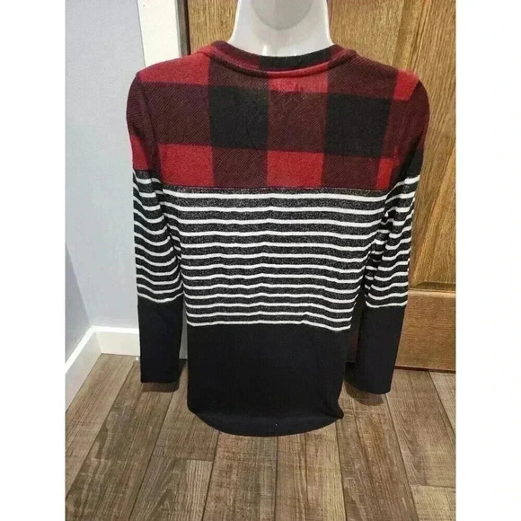 MAURICES Womens XS Tunic Top Pullover Long Sleeves Black Red White - Picture 3 of 6